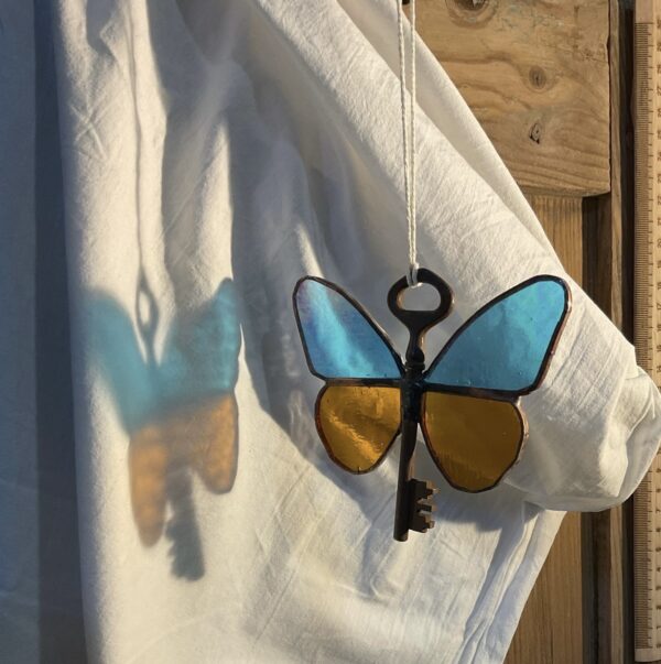 Clé Ailée bleue et jaune